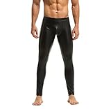 Bodywear4you Herren Leder Leggings in Schwarz Matt Kunstleder enganliegend Hose Meggings Wetlook Lederhose Faux Pants (XL)