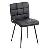 Baroni Home Moderner Stuhl mit Kunstlederbezug und Beinen aus schwarzem Stahl, Sessel für Wohnzimmer, Schlafzimmer, Esszimmer, Schwarz, 44x80x39