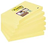 Post-it Super Sticky Notes Kanariengelb, Packung mit 6 Blöcken, 90 Blatt pro Block, 76 mm x 127 mm, Farbe: Gelb - Extra-stark klebende Notizzettel für Notizen, To-Do-Listen und Erinnerung