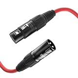 ETEC, XLR-Kabel, Mikrofon-Kabel, XLR-Stecker auf XLR-Buchse, XLR-Verbindungs-Kabel, rot, 3,00