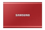 Samsung Portable SSD T7, 2 TB, USB 3.2 Gen.2, 1.050 MB/s Lesen, 1.000 MB/s Schreiben, Externe SSD Festplatte für Mac, PC, Smartphone und Spielkonsole, Rot, MU-PC2T0R/WW