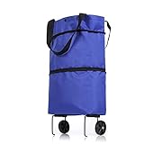 FAXIOAWA Zusammenklappbare Einkaufswagen-Trolley-Tasche mit Rädern, Faltbare Einkaufstaschen, Wiederverwendbare Einkaufstüten (Farbe: Weiß, Größe: 30 x 27 x 12 cm)