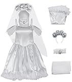 Yanny Victorian Ghost Braut Kostüm Weiß Vampir Braut Hochzeitskleid Halloween Zombie Cosplay (White, Medium)