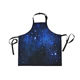 Farben Galaxy Glow Nebula Pink Planeten Sky Space Stars Aquarell Regenbogen Schürze Unisex Küche Verstellbare Latzschürze mit 2 Taschen zum Kochen Backen Gartenarbeit für Frauen Männer C
