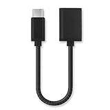 subtel® USB OTG Kabel für Samsung Galaxy S23, S22, S21, S20, S10, S9, A52, A51, A50, A22, A12 Handy OTG Adapter USB C Type C Stecker auf USB A Buchse, Host Anschluss Adapterkabel Aluminium schw