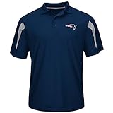 Majestic NFL New England Patriots Polo Shirt Poloshirt Field Classic Logo Navy (S)
