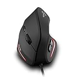 zelotes Ergonomische Maus,3200 DPI,6 Tasten,Vorbeugung Gegen Mausarm,USB Optische Vertikale Maus mit Kabel,Verdrahtete Mäuse für PC,Laptop,Computer,Mac,Schw