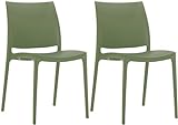 CLP 2er Set Stühle Maya I Wetterbeständige Stapelstühle bis zu 130 kg belastbar, Farbe:O