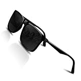 CHEREEKI Polarisierte Sonnenbrille UV400 Retro Vintage Brille für Herren und Damen (Matt-Schwarz)