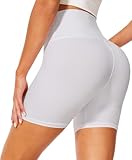 FuelMeFoot Damen Kurze Sporthose High Waist Yoga Sport Shorts Leggings für Sommer Leggins Radlerhose Fitness Hotpants Gym Bike A02-Weiß S/M
