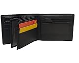 DIVABONNA mit Herrengeldbörse aus echtem Leder RFID Blockierung - Klassische Geldbörse - Schwarze Brieftasche und Kartenetui mit Münzfach - Herren Brieftasche (Schwarz -H2)