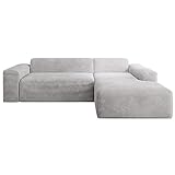 Juskys Sofa Vals mit Stoff - L-Form Couch für Wohnzimmer - Ecksofa modern, bequem, klein - Sitzfläche breit - Eckcouch Sitzer - Cordsofa G