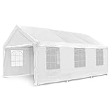 Hochwertiges Festzelt Partyzelt Pavillon 4x6 m weiß mit Seitenteilen für Garten als Unterstand Plane wasserdicht PE Dach 180 g/m² S