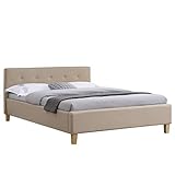 CARO-Möbel Polsterbett Adele Bett mit Stoff in beige 140x200 cm Doppelbett Jugendbett inklusive Lattenrost, Stoffbezug