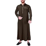 MODSGUE Abaya Herren Muslim Thobe Saudi Arabische Kaftan Leicht Herrenhemd Luftig Thermohemd Gestreift Gewand Mode Tunik