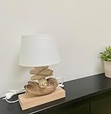 Handgefertigte Tischlampe/Tischleuchte aus Treibholz (Lampenschirm weiß)