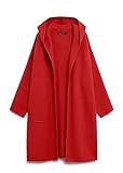 MEROKEETY Damen 2023 Langarm Kapuzenjacke Dressy Open Front Knit Sweater Mantel mit Taschen, Rot/Ausflug, einfarbig (Getaway Solids), S
