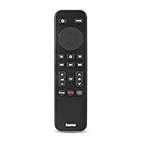 Hama Fernbedienung universal für Smart TV + Streamingdienste (TV Fernbedienung mit App Taste Netflix, Prime Video, Disney+, Ersatzfernbedienung programmierbar u. lernfähig, beleuchtete Tasten) schw