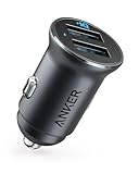 Anker 24W Car Charger Ladegerät, Mini Autoladegerät, 4.8A Duales USB Mit Blauem LED-Licht, Kompatibel Mit iPhone15/14/13, iPad Pro/Air 2/Mini, Galaxy und M
