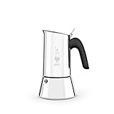 Bialetti - Neue italienische Espressomaschine Venus Induction aus Edelstahl, geeignet für alle Arten von Tellern, 4 Kaffeetassen (170 ml), Silb