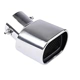 Universal Car Rear Tail Throat Exhause Liner Square Exhaust Muffler Tip Stainless Steel Pipe Trim Modified (Color : 2 bend)