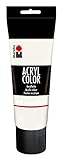 Marabu 12010025070 - Acryl Color weiß 225 ml, cremige Acrylfarbe auf Wasserbasis, schnell trocknend, lichtecht, wasserfest, zum Auftragen mit Pinsel und Schwamm auf Leinwand, Papier und H