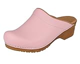 Sanita | Sandra offener Clog | Original handgemacht | Flexible Leder-Clogs für Damen | Anatomisch geformtes Fußbett mit weichem Schaum | Pink | 39 EU