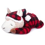 My OLi 38cm Alpaka Kuscheltier Sleepy Plüschtier Schaf liegend mit Schlafanzug und Schlafmütze Weiches Kuschelkissen Plüsch Schlafenszeit Tier Geburtstagsgeschenke fü