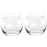 2 Stück Globus Whiskey Gläser Gläser Glas Klar Glas Cocktail Tassen Weltkarte Weingläser Geätzte Globus Karte Tassen für Wein Whiskey Home Bar Verwendung