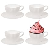 Garneck 8Er-Set Silikon-Teetassen Zum Backen Cupcake-Förmchen Wiederverwendbare Back-Muffinförmchen Cupcake-Formen (Bechereinlagen + Untertasse)
