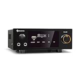 auna AMP-2 DG Stereo-Hifi-Verstärker - 2 x 50 Watt RMS, Bluetooth, 2 x Digital-In: optisch & coaxial, USB, AUX- und DVD-Eingang, Regelbar: Bässe, Höhen, Balance, Echo, LED-Display, schw