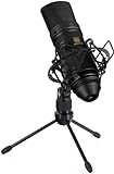 Pronomic USB-M 2000 BK Podcast Kondensatormikrofon - Ideal für Instrumente, Gesang und Sprache - 14 mm-Back Elektret-Kondensatorkapsel - Nierencharakteristik - 16 Bit / 48 kHz - Schw