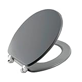 Universal MDF WC Sitz Deckel matt mit Metallscharnieren mit Holzkern (MDF) Klodeckel Toilette WC-BrilleToilettendeckel ohne Absenkautomatik (Grau)