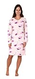 Normann Care Damen Pflegenachthemd Langarm, Rückenteil offen mit praktischen Bindeverschluß, Farbe:rosa, Größe:44-46