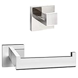ECENCE Set Toilettenpapierhalter Handtuchhalter - Eckiges Design - Badezimmeraccessoires - aus rostfreiem Edelstahl 304 C