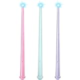 Weewooday 3 Stück Leuchtende Zauberstäbe mit Licht und Sound Feenstäbe Spielzeug Hexen Zauberstäbe Party Kostüm Zubehör für Halloween Cosplay Maskerade (Rosa, Lila, Blau)
