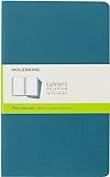 Moleskine Cahier Journal, Set 3 Notebooks with Plain Pages, Cardboard Cover with Visible Cotton Stiching, Colour Brisk Blue, Large 13 x 21 cm, 80 Pag