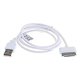 subtel® USB Kabel 1m kompatibel mit Apple iPod Mini (1. & 2. Gen.) Nano (1. - 6. Gen.) Touch (1. - 4. Gen.) - MA591G Ladekabel 30 Pin Dock Connector auf USB A 2.0 Datenkabel weiß