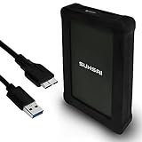SUHSAI Robuste tragbare Festplatte 250GB High Speed Stoßfest - 2,5 Zoll externe HDD USB 3.0 Anti-Drop-Abdeckung kompatibel mit PC/Mac/Xbox One/Window/Gaming/Laptop (schwarz)