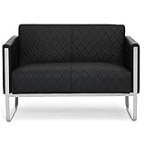 hjh OFFICE Lounge-Sofa 2-Sitzer Aruba Step Kunstleder Polstersofa Couch modern mit Metallgestell, 111 x 78 x 71 cm, Schw