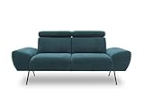 DOMO Collection Curvelo 2 Sitzer, 2er Sofa mit Rückenfunktion, Couch in schwebender Optik, Polstermöbel, Petrol, 176