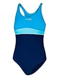 Aqua Speed Badeanzug Wettkampf Mädchen 11/12 Jahre | Schwimmanzug für Kinder | Mädchenbademode blau türkis | UV Swimwear | Sport | 42 Navy - Turquoise - Light Turquise | Emily