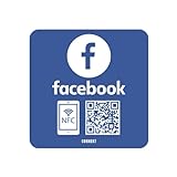 Facebook-Abonnementschild – Erhöhen Sie Ihre Abonnenten auf Facebook – selbstklebende Etiketten für Unternehmen, Geschäfte und Restaurants – NFC und QR Karte zum Scannen (12x12 cm)