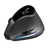 zelotes Kabellose Bluetooth Maus,Vertikale Kabellose Maus mit Display,Wiederaufladbar,7 Tasten,4000DPI Ergonomische Maus,Funkmaus Maus Kabellos für Laptop,PC, Tab