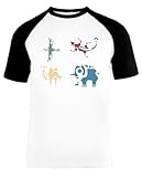 Divine Beasts Unisex Baseball T-Shirt Kurze Ärmel Herren Damen Weiß Schw