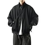 NITRY Langarm Jacke Herren Sport Mode Casual Übergangsjacke Jugend Persönlichkeit Trend Outdoorjacke Klassisch Komfortabel All-Match Lichtjacke A-Black M