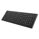 Hama Kabellose Tastatur 'Cortino' (ergonomische Tastatur, deutsches Tastenlayout QWERTZ mit Nummernblock für PC und Laptop, flache Tastatur mit 12 Media-Tasten, höhenverstellbare Funktastatur) schw