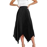 Sun Plissee-Halbrock für Damen mit hoher Taille, einfarbig, elastischer Rock Boots Herren (Black, L)