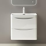Mai & Mai® Badezimmermöbel Waschbeckenunterschrank mit Softclose Schubladen inkl. Waschbecken 60cm in Weiß Badmöbel-Set S