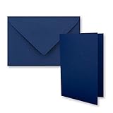 25x DIN B6 Faltkarten Set mit Umschlägen in Dunkelblau (Blau) - 120 x 170 mm - ideal für Einladungskarten, Hochzeit, Taufe, Kommunion, Konfirmation - Marke: FarbenF